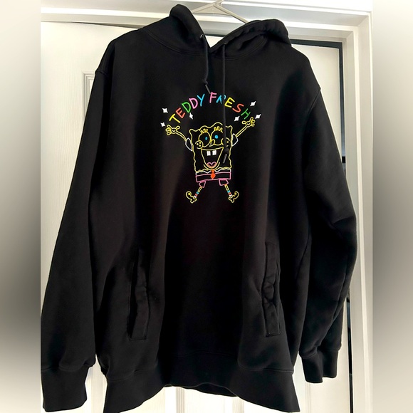 Teddy Fresh X Spongebob Embroidered Black Hoodie 2020 EUC Size XL - Picture 1 of 6